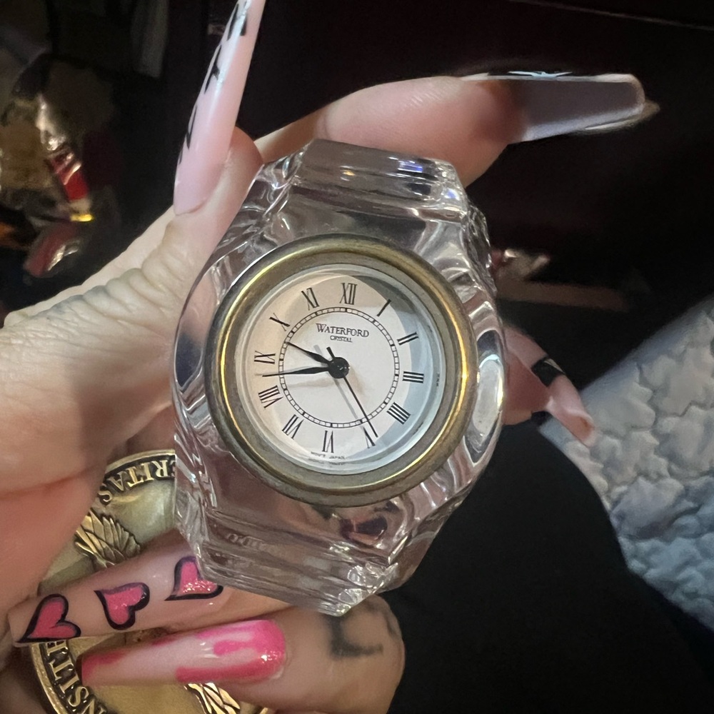 Waterford Crystal Clock with Gold Trim